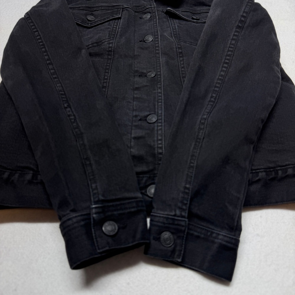 PacSun Sherpa Lined Denim Trucker Jacket Faux Shearling Black Adult Medium - Picture 9 of 13